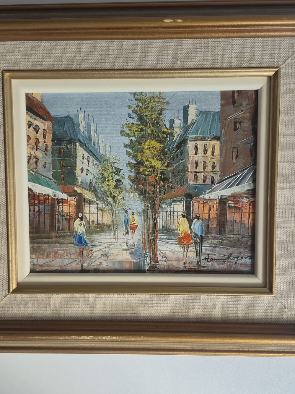 Vintage Parisian Street Scene Oil Painting Dark Academia Wall Art Henri Rogers